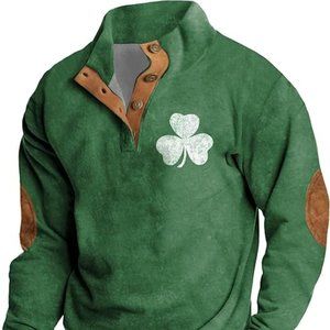 Sweatshirts Mens St Patricks Day Sweatshirt Shamrock Flag Print